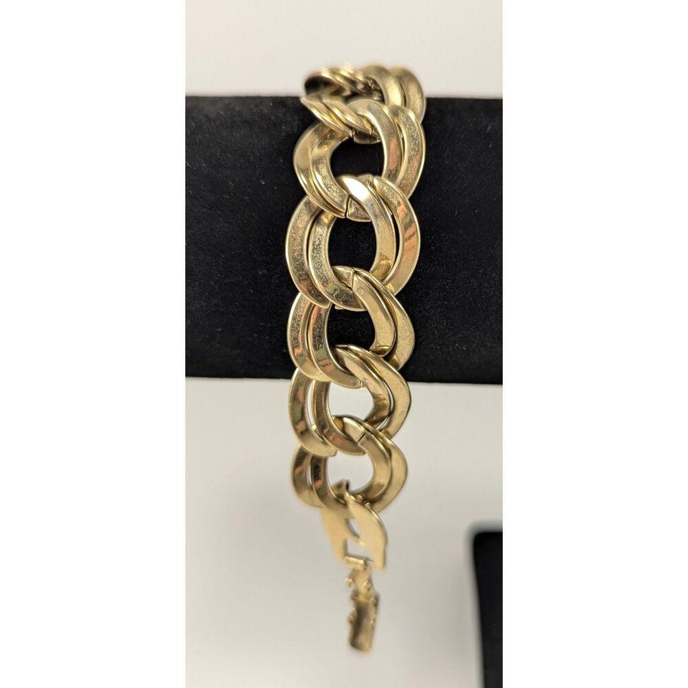 Cuban Flat Link Gold Tone Bracelet